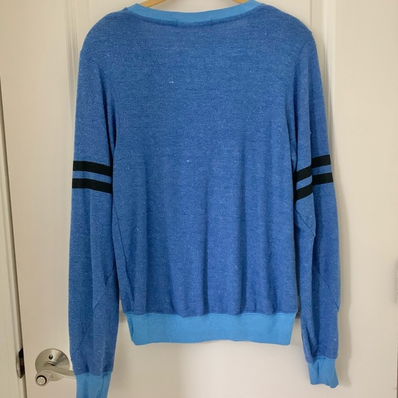 Wildfox Varsity Baggy Beach V Neck Sweatshirt Blue - Picture 3 of 9